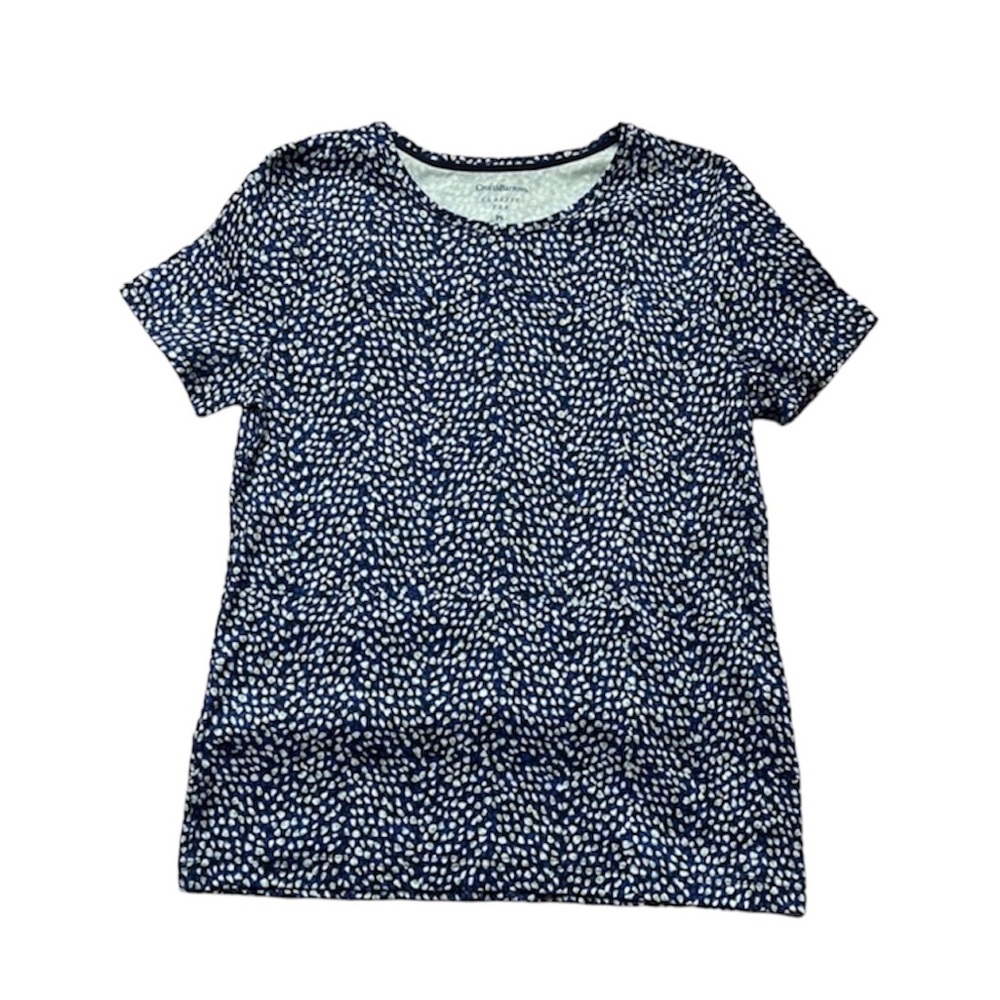 Croft & Barrow Classic Floral Abstract Blue Short Sleeve Crewneck Tee